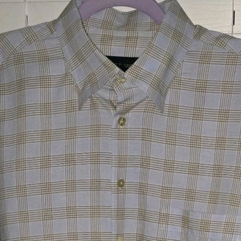 Scott Barber Blue/Gray/White Long‎ Sleeve Button Up Dress Shirt Men's XL